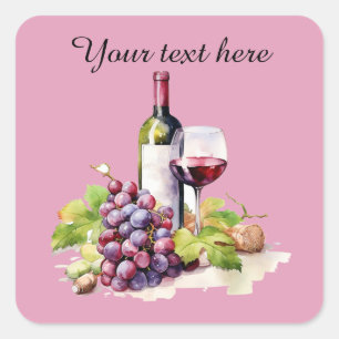 Fun wine lovers add text square sticker