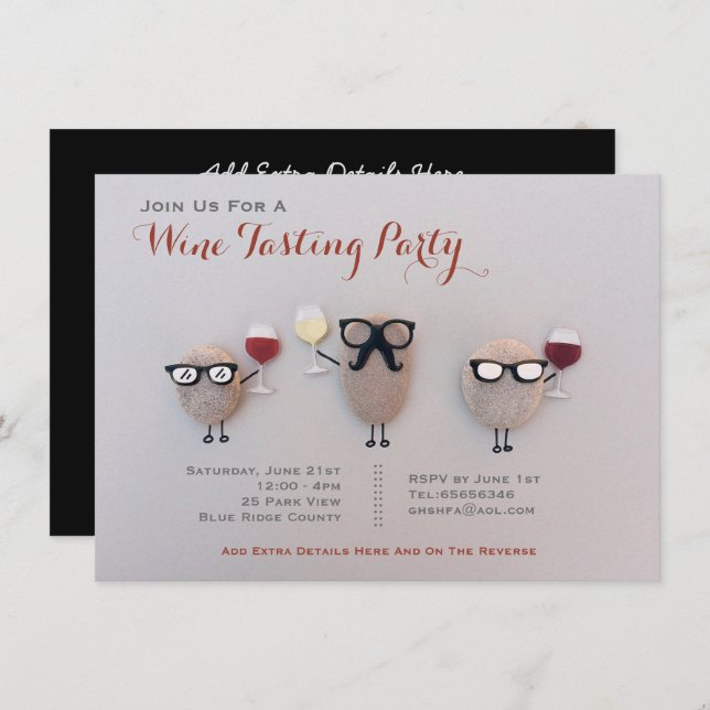 Fun Wine Tasting Party Invitations Rock Customised (Front/Back)