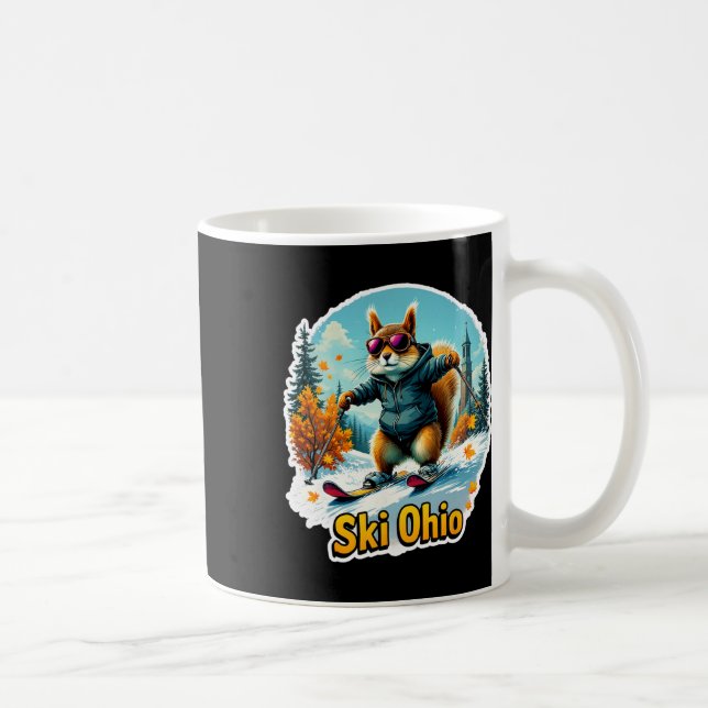 Fun Winter Adventure In Ohio Skiing Squirrel  Coffee Mug (Right)