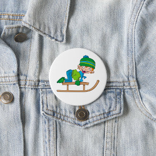 Fun Winter Sledding Boy Cute Snow Adventure 7.5 Cm Round Badge