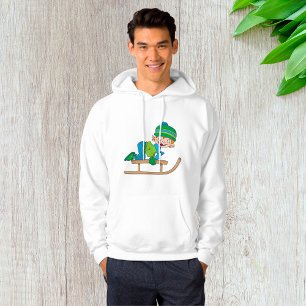 Fun Winter Sledding Boy Cute Snow Adventure  Hoodie