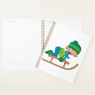 Fun Winter Sledding Boy Cute Snow Adventure Planner