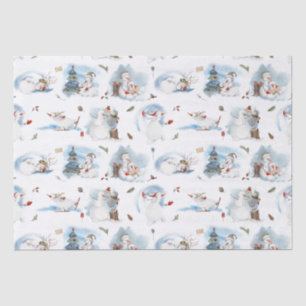 Fun Winter Snowman Kids Cartoon Pattern Tissue Paper