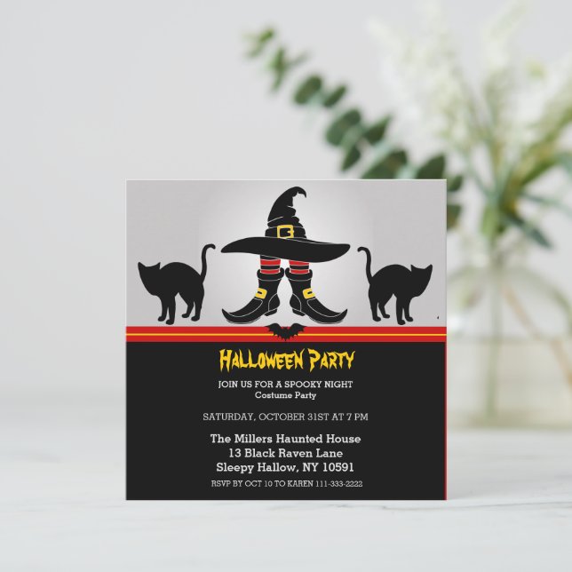 Fun Witchy Halloween Party Invitation (Standing Front)
