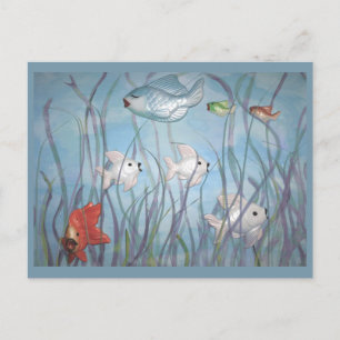 fun with chalkware fish postcard