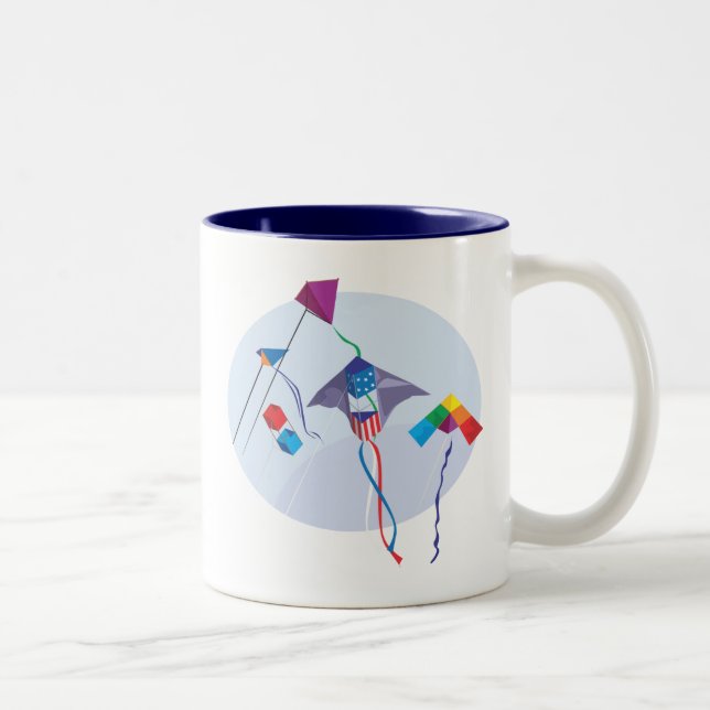 Fun with kites Two-Tone coffee mug (Right)