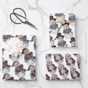 Fun with Snowman / Snow Woman Wrapping Paper