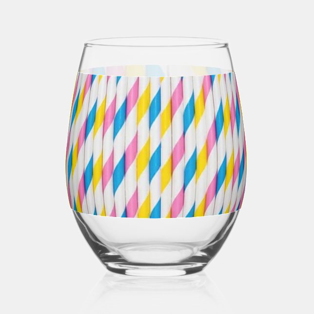 Fun with Straws! Drinkware  Stemless Wine Glass (Front)