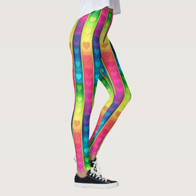 [Fun with Stripes] Pattern #6b  Rainbow Hearts Leggings (Right)
