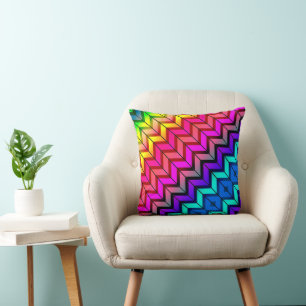 [Fun with Stripes] Pattern #7a Rainbow Geometric  Cushion