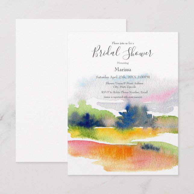 'Fun with Watercolor Brushstrokes' Abstract Invit Invitation (Front/Back)