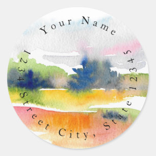 'Fun with Watercolor Brushstrokes' Abstract Labels