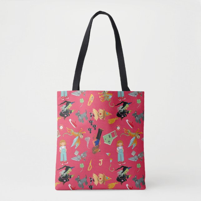 Fun Wizard of Oz on red children's design Tote Bag (Front)