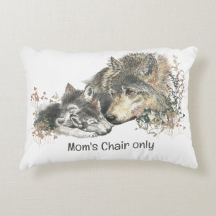 Fun Wolf Mother with "Mum's Chair Only" Decorative Cushion