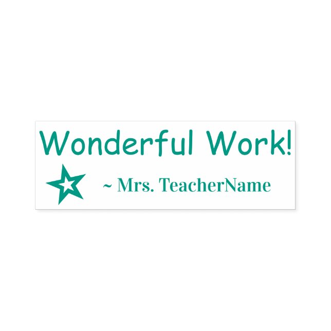 Fun "Wonderful Work!" Tutor Rubber Stamp (Design)