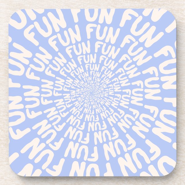 Fun word repeating spiral cream lilac purple  coaster (Front)