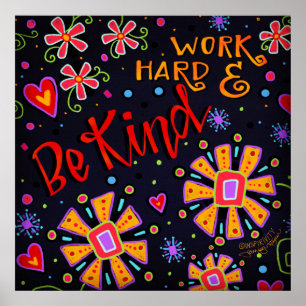 Fun Work Hard and Be Kind Quote Inspirivity Poster