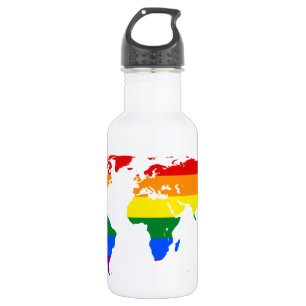 Fun World Map Colourful Stripes 532 Ml Water Bottle