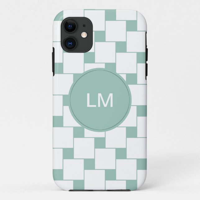 Fun Woven Squares Mint Green Case-Mate iPhone Case (Back)