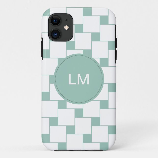 Fun Woven Squares Mint Green Case-Mate iPhone Case (Back)