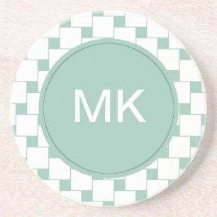 Fun Woven Squares Mint Green Coaster