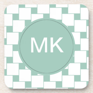 Fun Woven Squares Mint Green Coaster