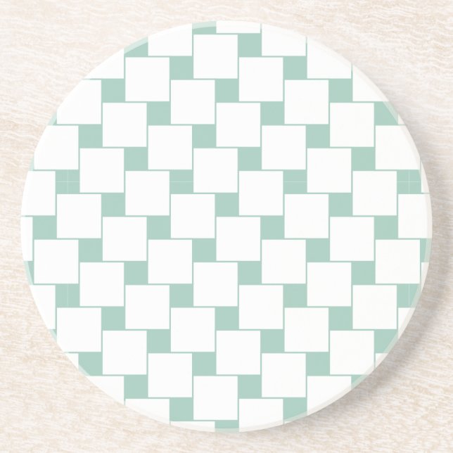 Fun Woven Squares Mint Green Coaster (Front)