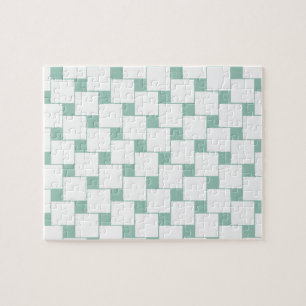 Fun Woven Squares Mint Green Jigsaw Puzzle
