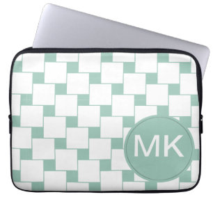 Fun Woven Squares Mint Green Laptop Sleeve