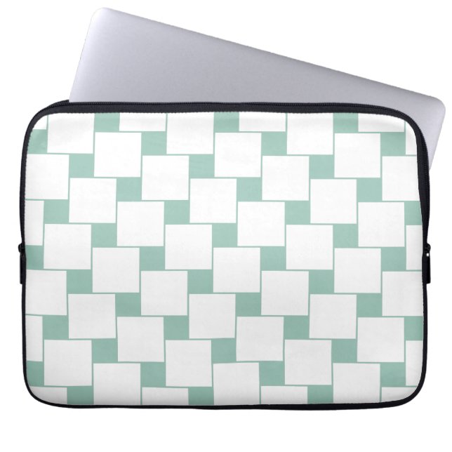 Fun Woven Squares Mint Green Laptop Sleeve (Front)