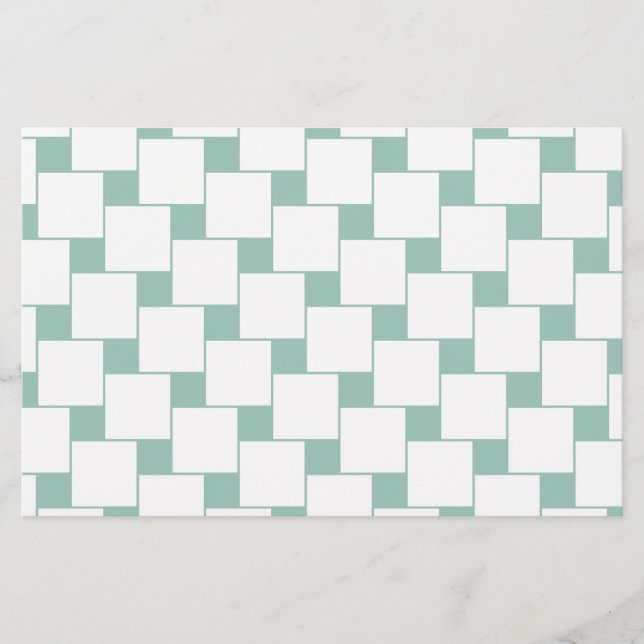 Fun Woven Squares Mint Green Stationery (Front)