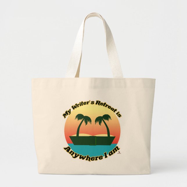Fun Writers Retreat Author Lifestyle Logo Art Large Tote Bag (Front)