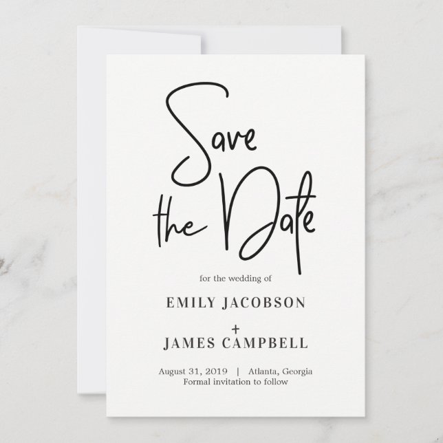 Fun Writing Save The Date Card (Front)