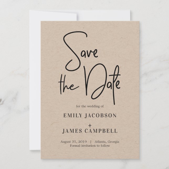 Fun Writing Save The Date Card Kraft (Front)