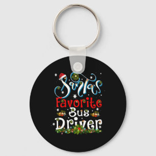 Fun Xmas Lighting Santa's Favourite Bus Driver Chr Key Ring
