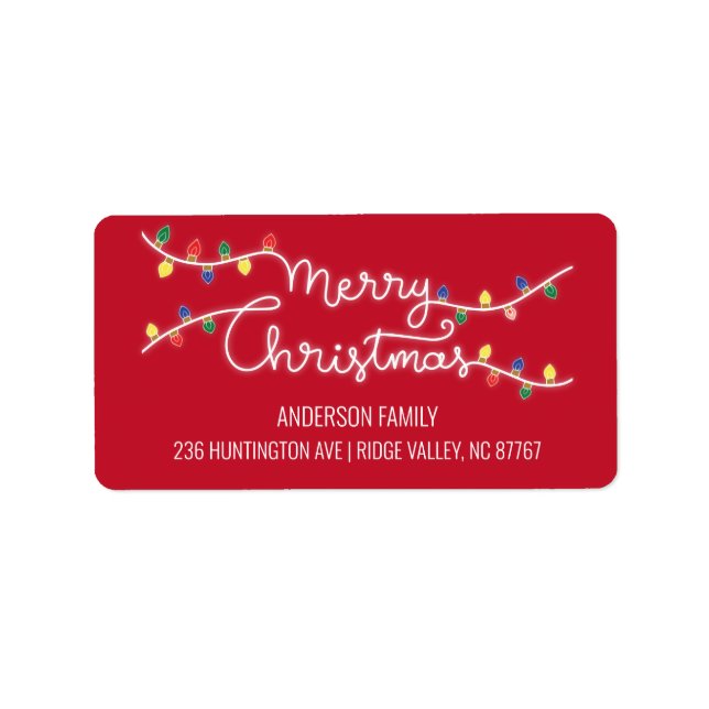 Fun Xmas Lights Merry Christmas Address Label (Front)