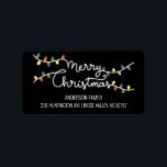 Fun Xmas Lights Merry Christmas Address Label<br><div class="desc">Cute xmas lights Merry Christmas font set on a black background .</div>