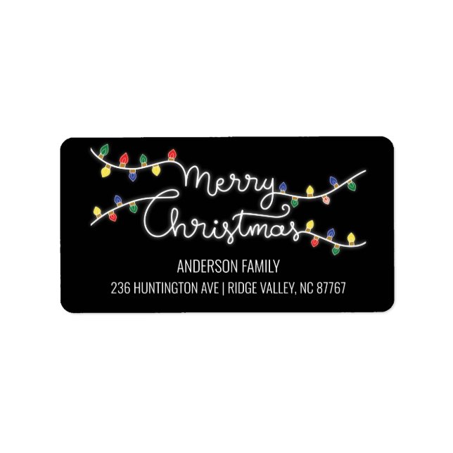 Fun Xmas Lights Merry Christmas Address Label (Front)