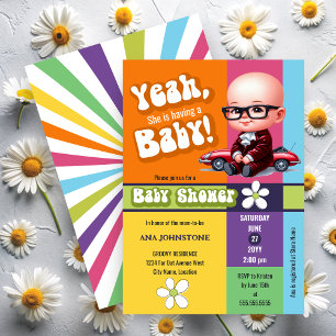 Fun Yeah Baby Retro Baby Shower Invitation