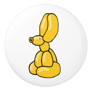 Fun yellow balloon animal bunny design ceramic knob