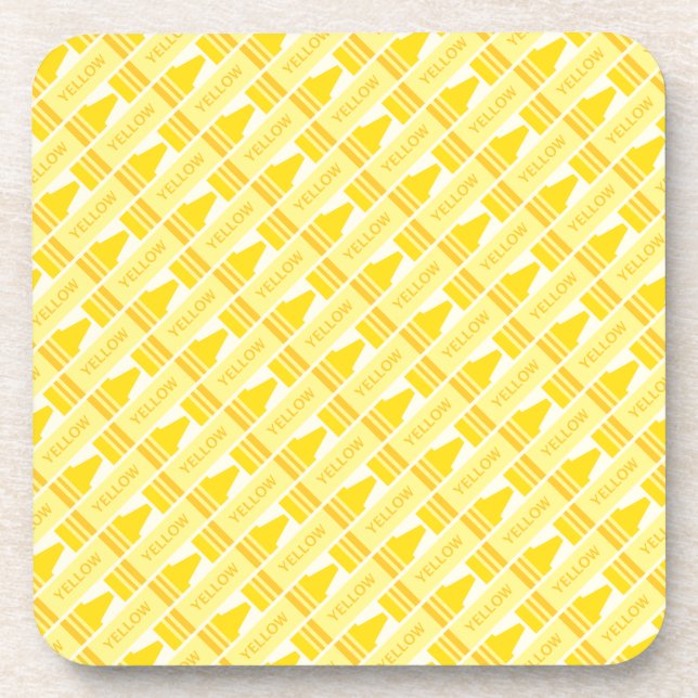 Fun Yellow Crayon Pattern Coaster (Front)