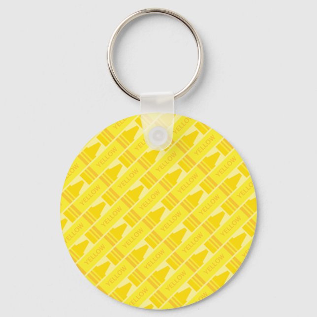 Fun Yellow Crayon Pattern Key Ring (Front)