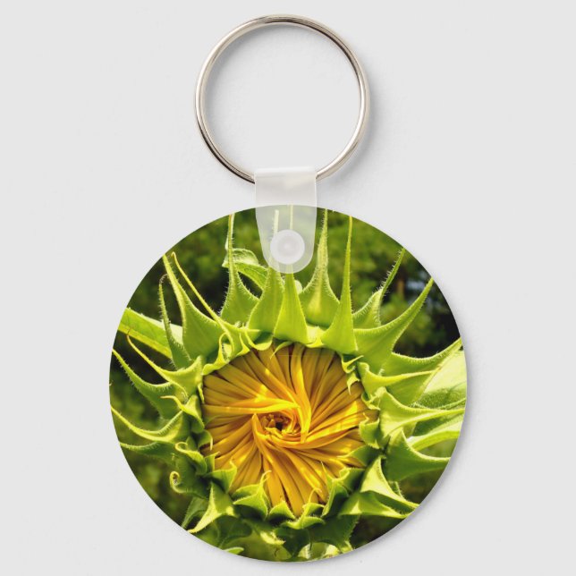 Fun yellow floral Sunflower Key Ring (Front)