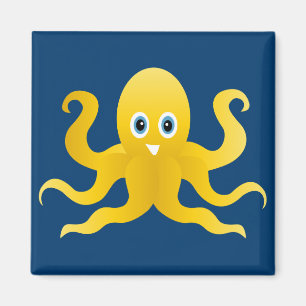 Fun yellow octopi magnet