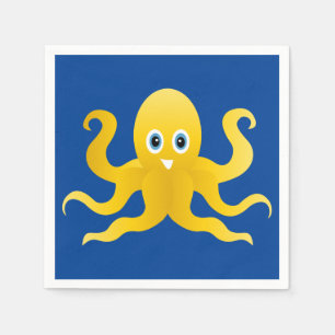 Fun yellow octopi napkin