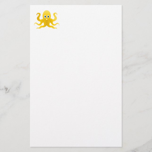 Fun yellow octopi stationery (Front)
