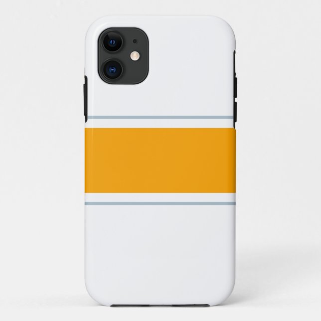 Fun Yellow Orange Slate Racing Stripes On White Case-Mate iPhone Case (Back)
