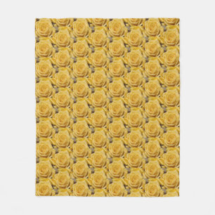 Fun Yellow Rose All Over Pattern Fleece Blanket
