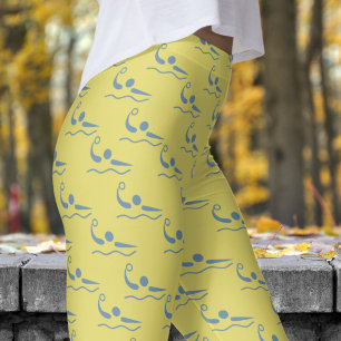 Fun Yellow Womens Water Polo Pattern Leggings