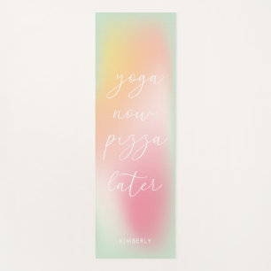 Fun Yoga Now Pizza Later Pastel Gradient Ombre  Mat